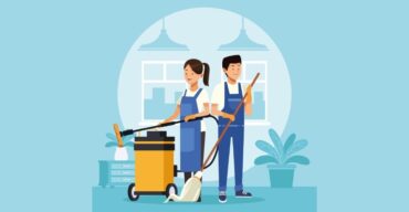 Ilustaçao de casal fazendo faxina